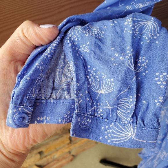 Old Navy Periwinkle Blue Pintuck Swing Tunic Long Sleeve Floral Mini Dress NWOT - Picture 8 of 16